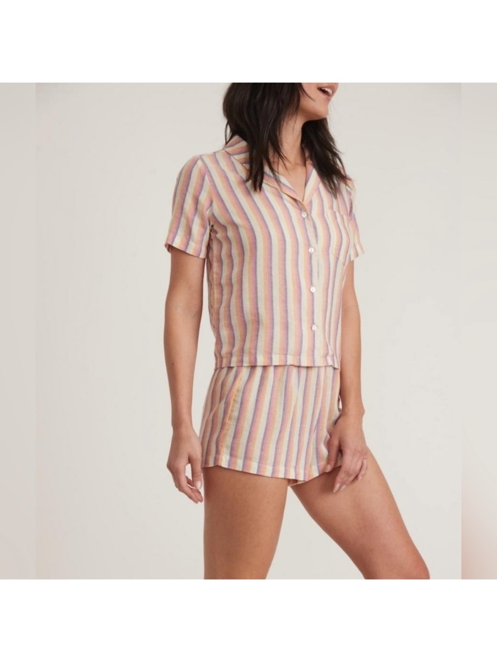 Marine Layer Womens Doze PJ Set Retro Ombre Stripe Pajama Sz M